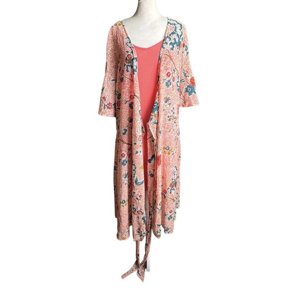 Anthropologie Pink Floral Wrap Dress Sz S Romantic Boho Cottagecore Soft Girl - Picture 7 of 13